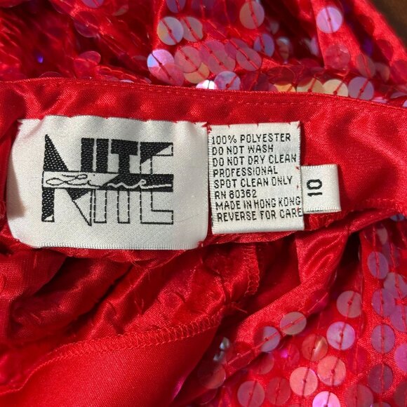 Vintage 80s NiteLine Red Sequin sexy Dress Deadstock  Sz 10 NOS party cocktail - Picture 4 of 10